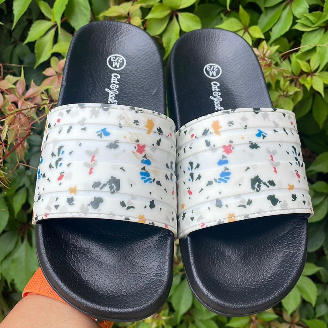 Niños Sandalias deslizantes sin cordones Nikko - Cat & Jack- NegroBlanco -talla M 2/3US