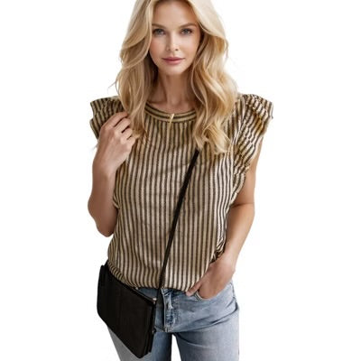 Blusa con vuelos en manga - talla L/XL