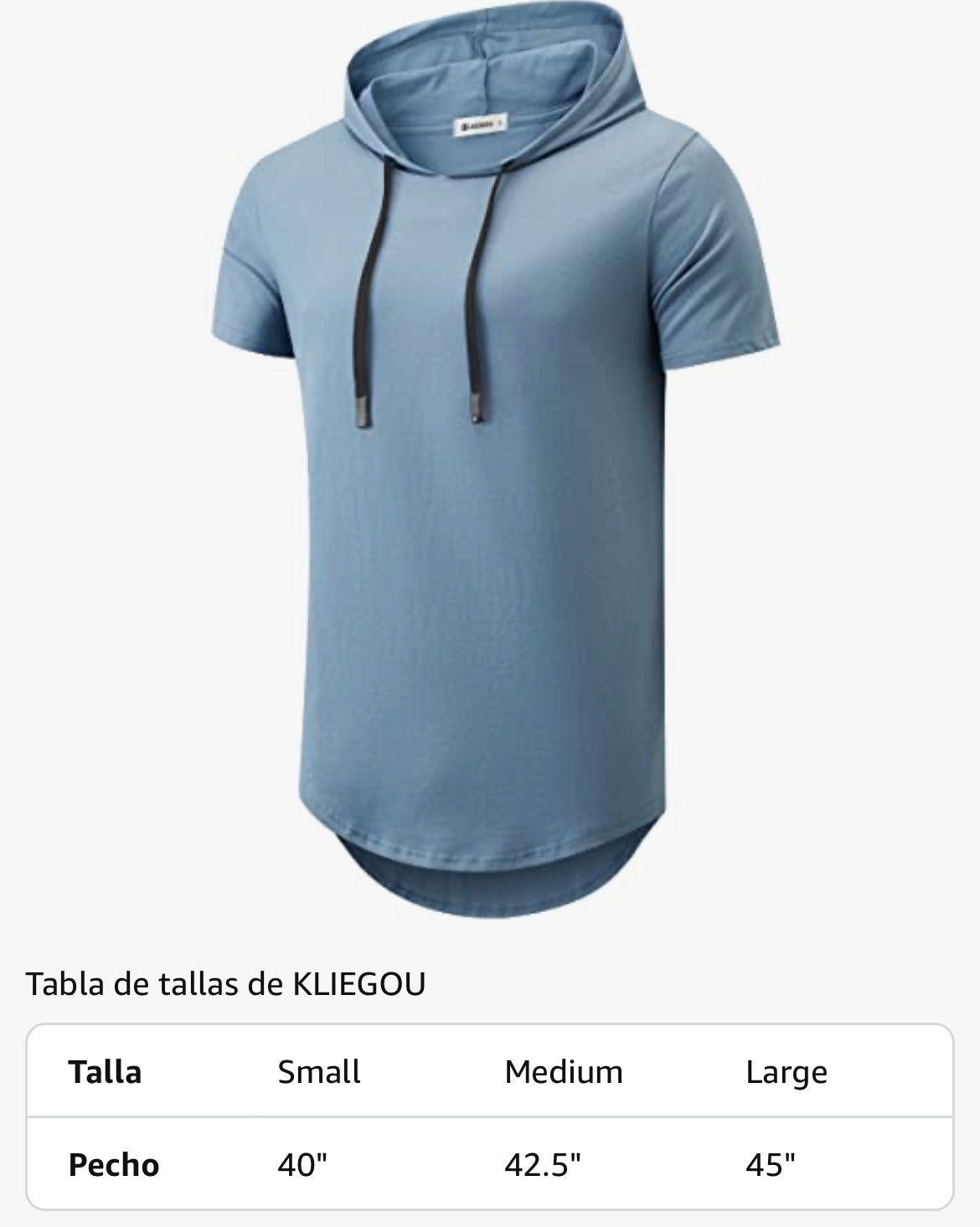 Camiseta con capucha para hombre estilo hipster y hip hop 1705-2 de KLIEGOU
Talla M