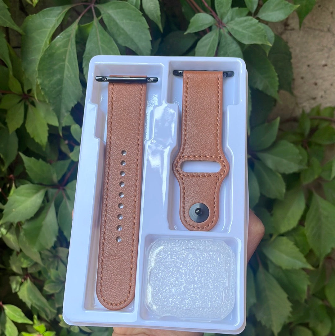Correa de repuesto compatible con Apple Watch de 45mm 44mm 42mm 41mm 40mm 38mm, correa de repuesto de cuero genuino para iWatch SE Series 7 6 5 4 3 2 1 (marrón retro y negro, 45mm 44mm 42mm)