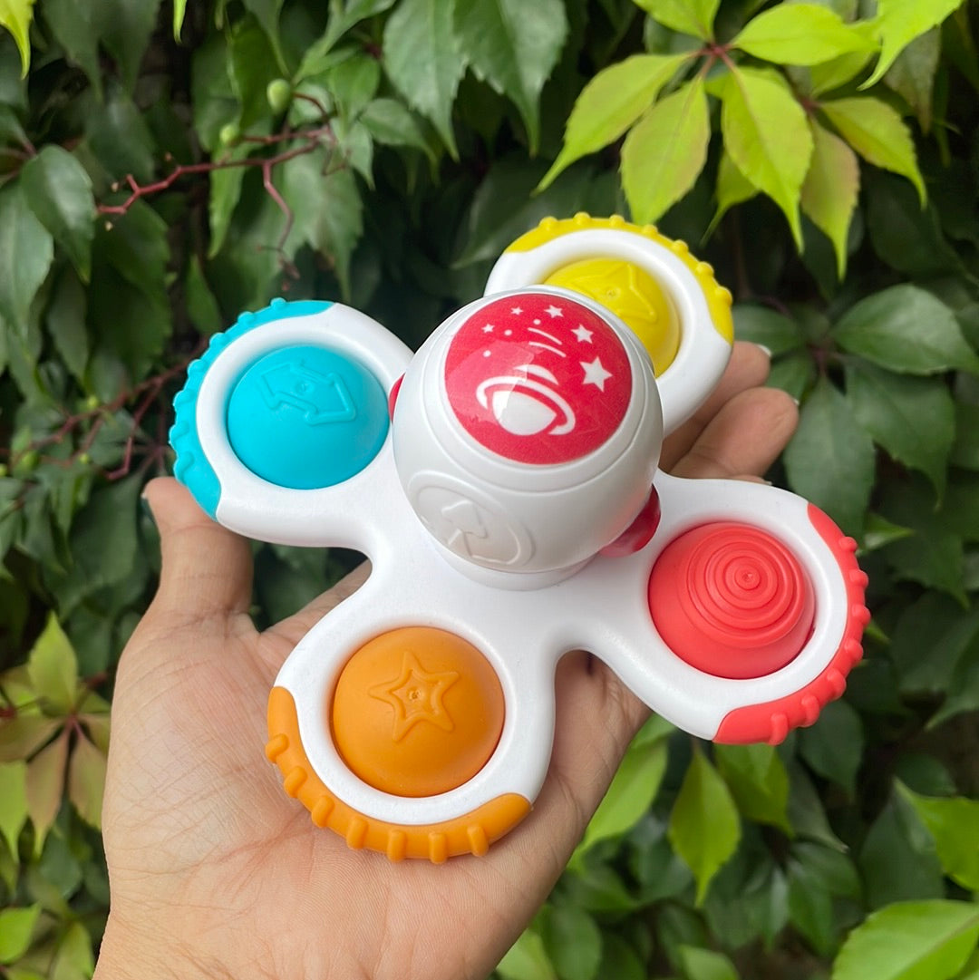 Juguetes giratorios con ventosa – Juguetes de baño para bebés con ventosa de silicona, juguete giratorio sensorial para bebé, juguete giratorio para liberar el estrés y la ansiedad