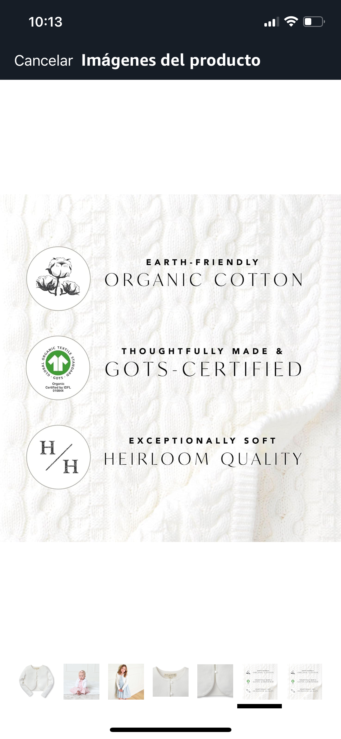 Cárdigan corto con dobladillo curvo -Hope & Henry- talla L