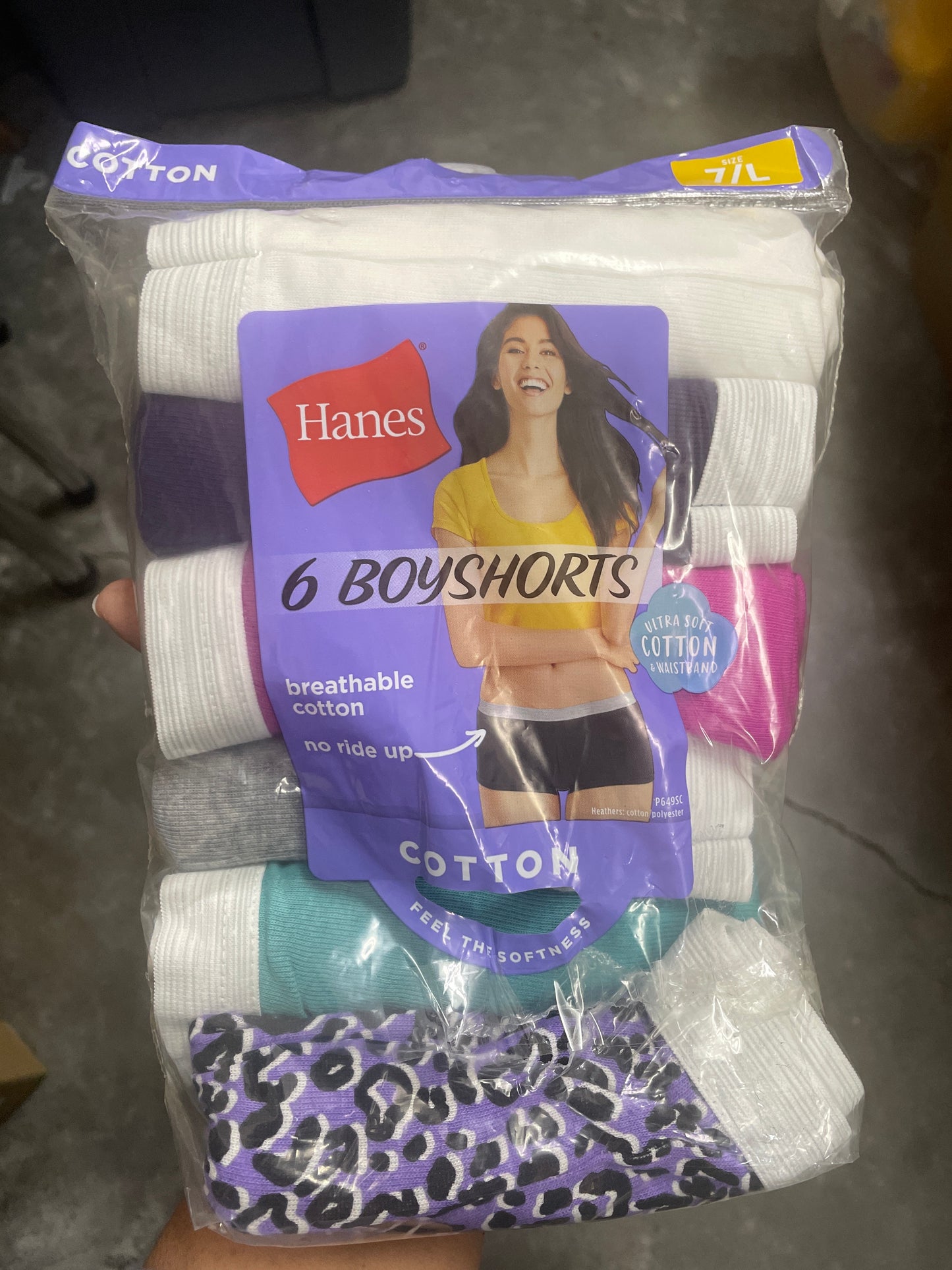 Ropa interior de algodón para mujer de Hanes, que absorbe la humedad, paquete de 6 surtidos Talla 7/ L
