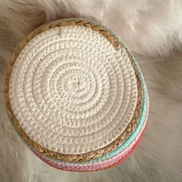 Canasta Pequeña de almacenamiento con asas tejidas multicolor