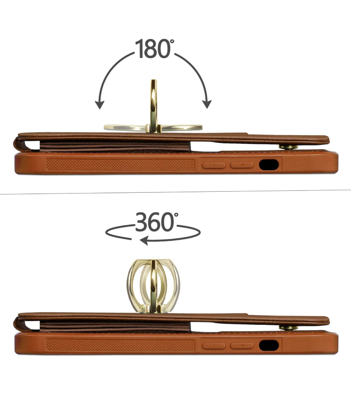 XcaseBar Funda tipo cartera para iPhone 12 Pro Max de 6.7 pies con soporte de anillo de rotación de 360°. Bloqueo RFID, soporte para tarjetas de crédito, funda de piel sintética para teléfono para