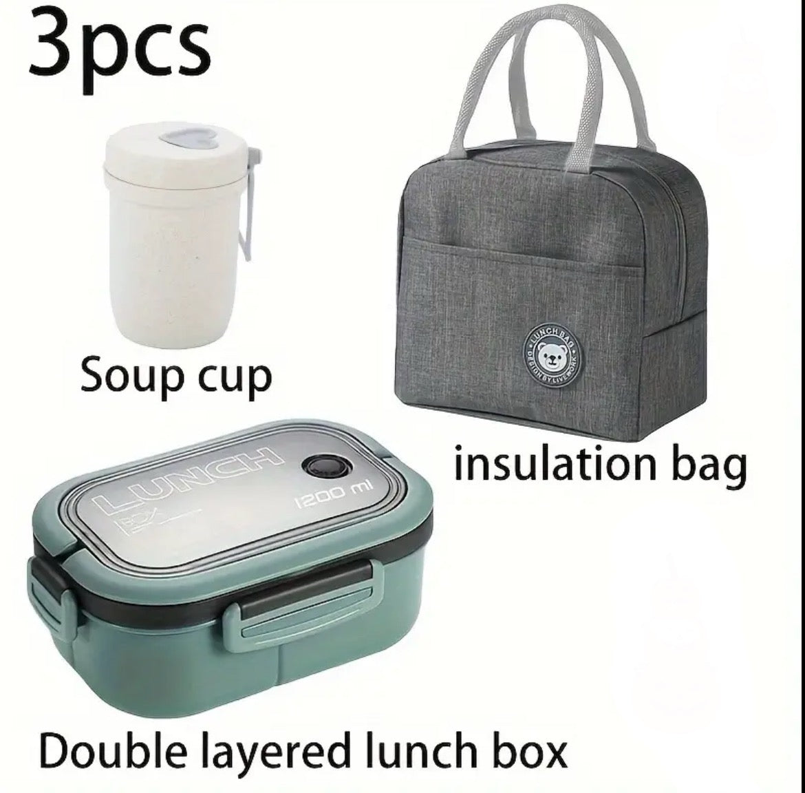Juego de 3 piezas - bolsas de almuerzo aisladas, gran capacidad, plegables, ideales para suministros escolares, regreso a la escuela, clases, universidad, oficina, camping y pícnic.