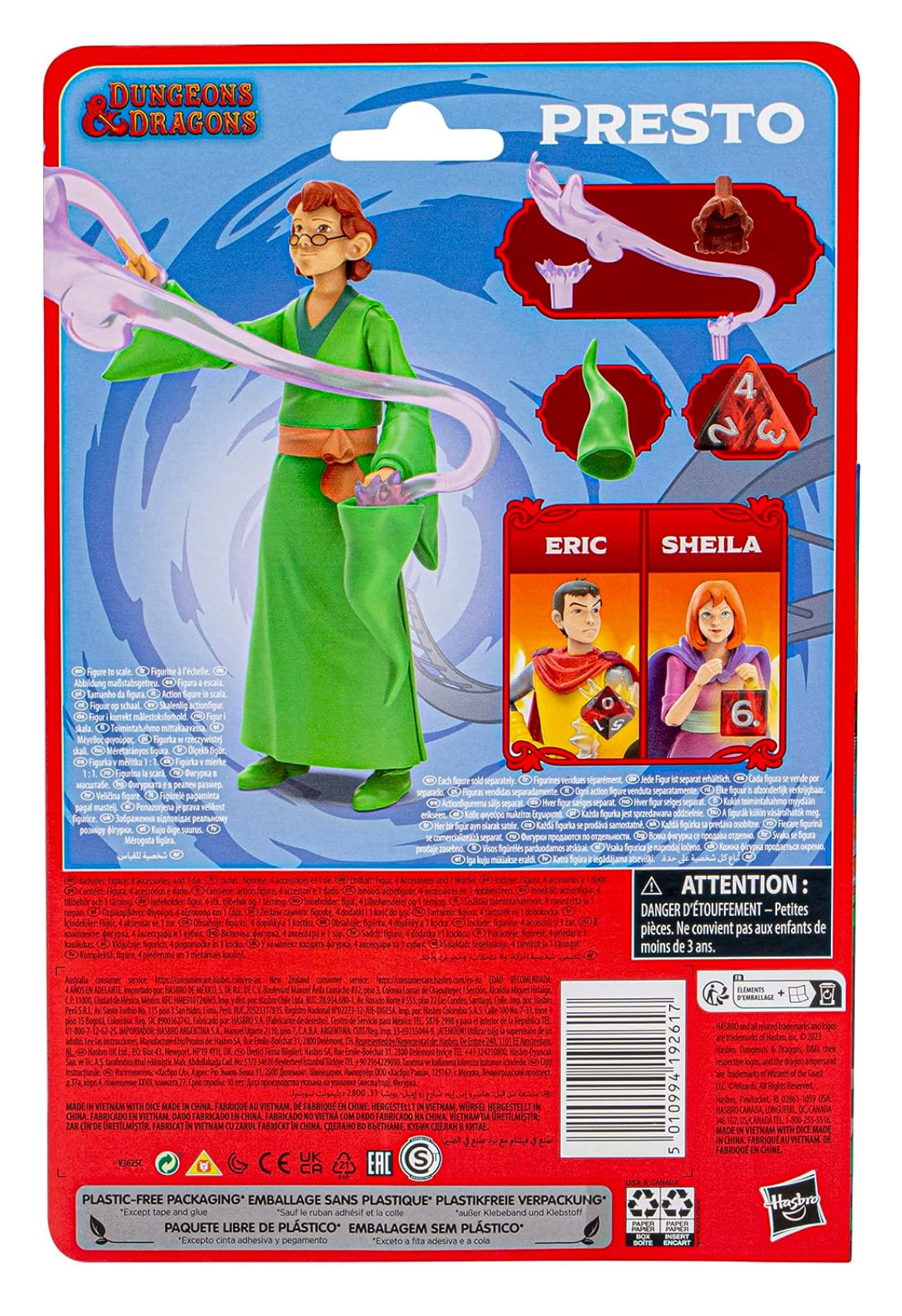 Dungeons & Dragons Cartoon Classics - Figura de acción Presto a escala de 6 pulgadas, dibujos animados de los años 80, incluye d4 del exclusivo juego de dados D&D