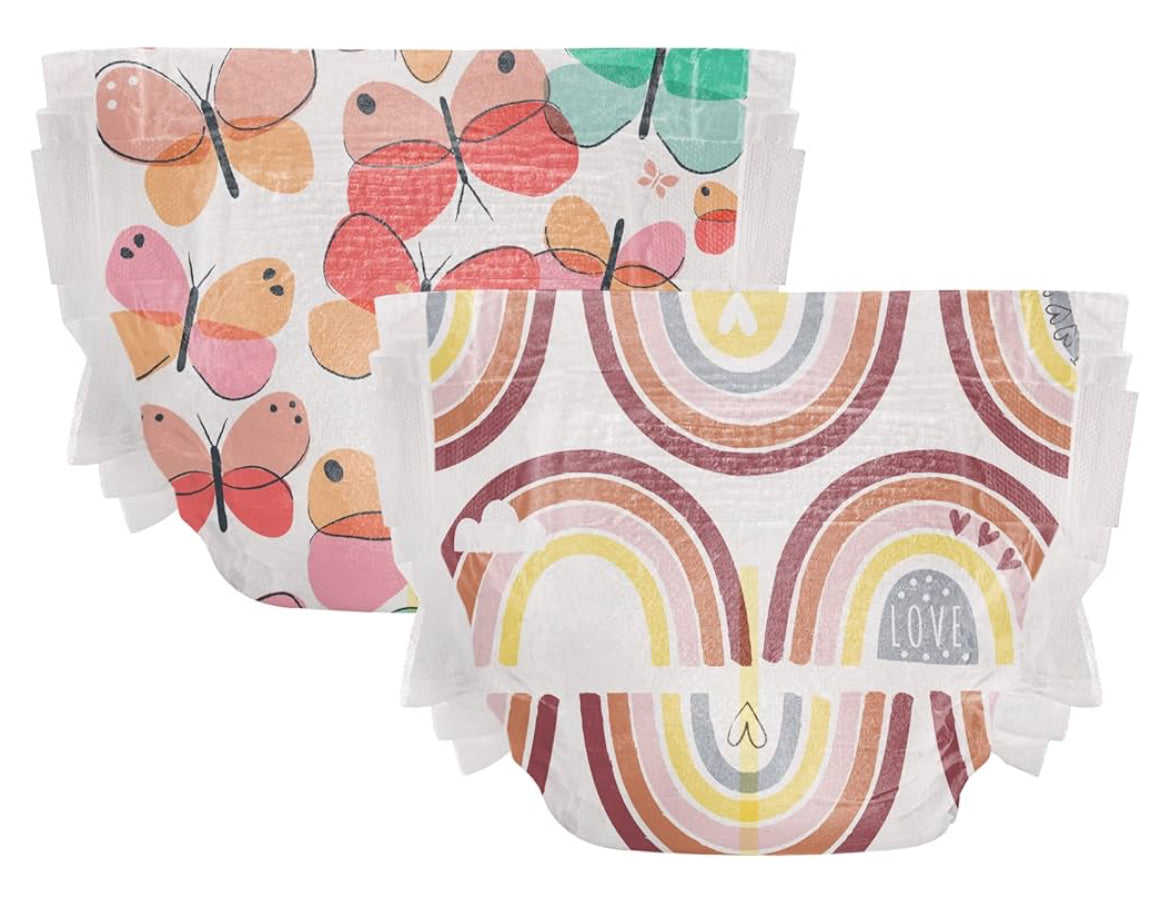 Pañales ecológicos de The Honest Company | De origen vegetal, sostenibles | Wingin' It + Catching Rainbows | Club Box, talla 5 (más de 27 libras), 50 unidades