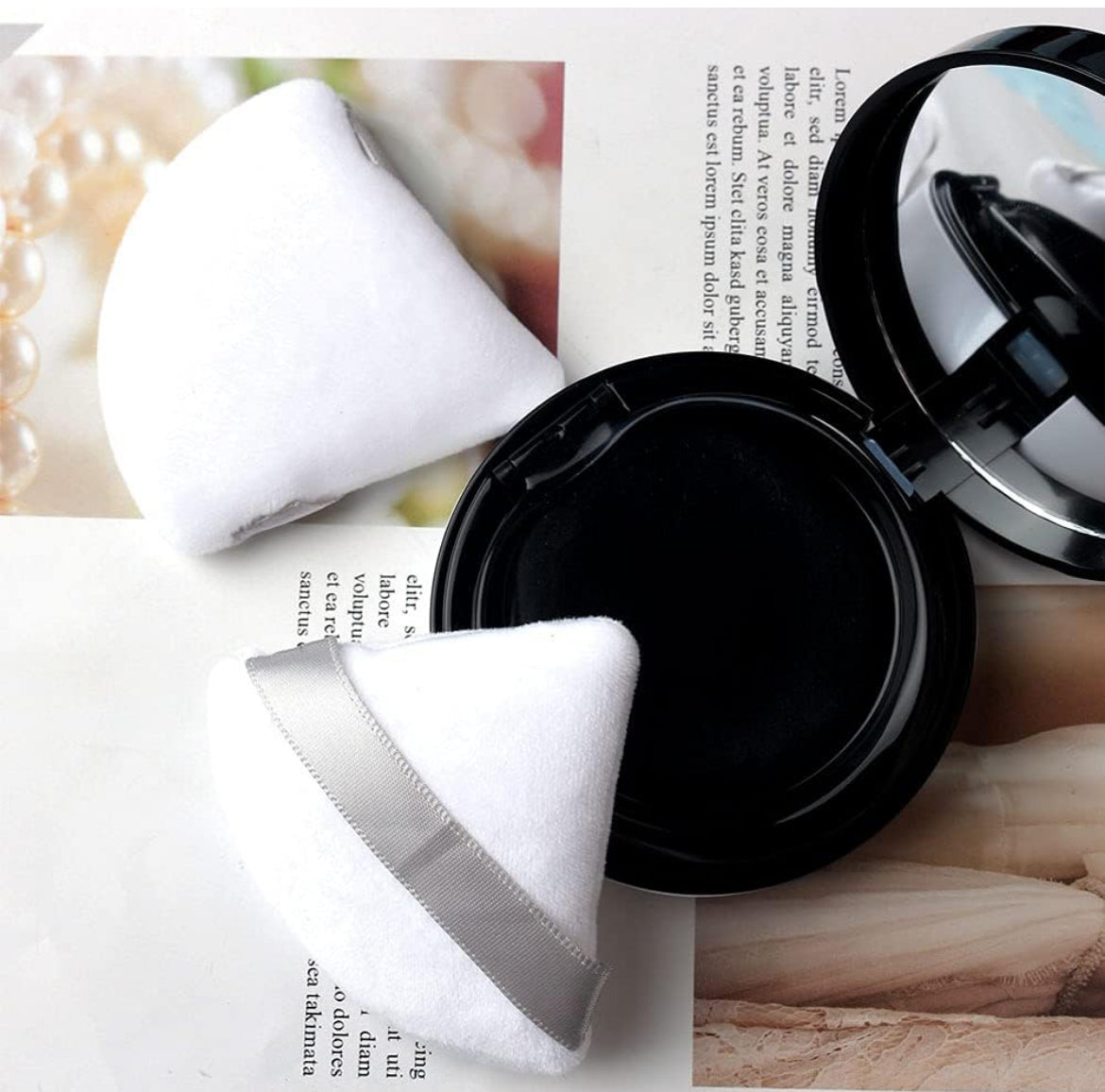 12 piezas de almohadilla de polvo triangular para polvo facial, almohadillas de maquillaje de terciopelo para polvo, esponja de maquillaje rosa, esponjas de polvo para polvo facial