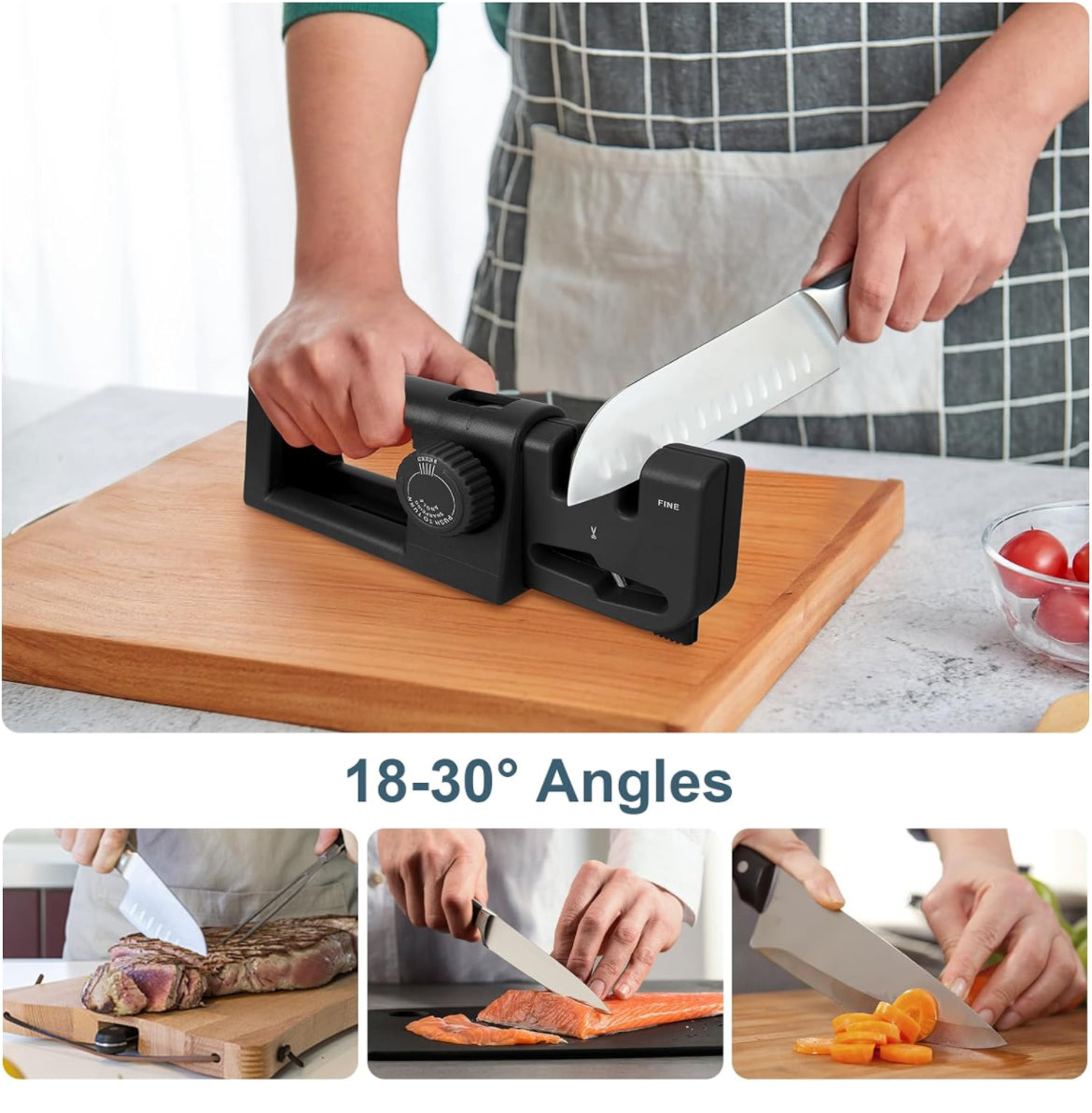 Afilador de cuchillos, 5 ángulos ajustables para cocina, afilador de cuchillos portátil de mano para hogar y exteriores
