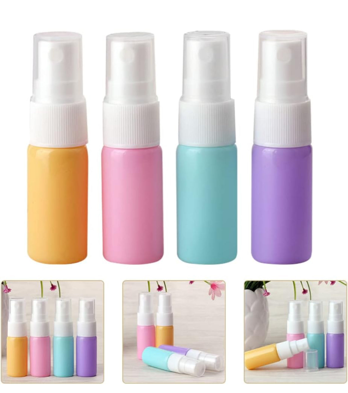 Beaupretty Botellas de spray de vidrio vacías de 0.3 fl oz, pulverizador de viaje, contenedor de muestras cosméticas, dispensador de aroma de viaje para el cuidado del cabello, maquillaje, 4 unidades