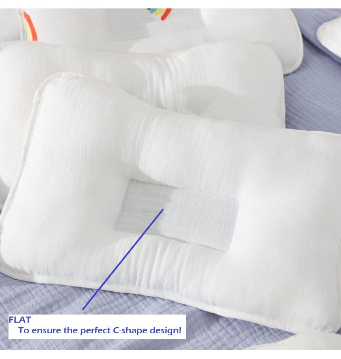 Almohada, tipo cuadrado, interior relleno de esponja 100% algodón, transpirable, reposacabezas para cochecitos y viajes, almohada de alimentación portátil multiusos para niños pequeños