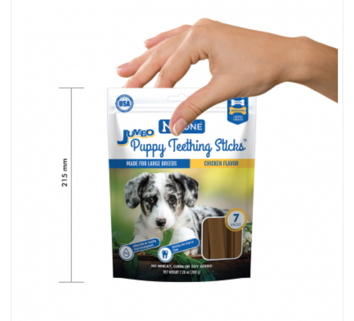 N-Bone Palitos de dentición jumbo para cachorros, golosinas para perros con sabor a pollo, bolsa de 7.28 onzas