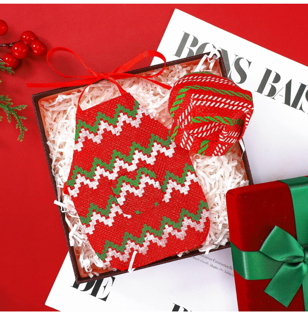 12 piezas de accesorios de elfo de Navidad, mini elfo, juego de traje de panadero, incluye delantal, sombreros, ropa de elfo, ropa de elfo pequeño, disfraz de Navidad, decoración de muñeca de elfo, 6 estilos
