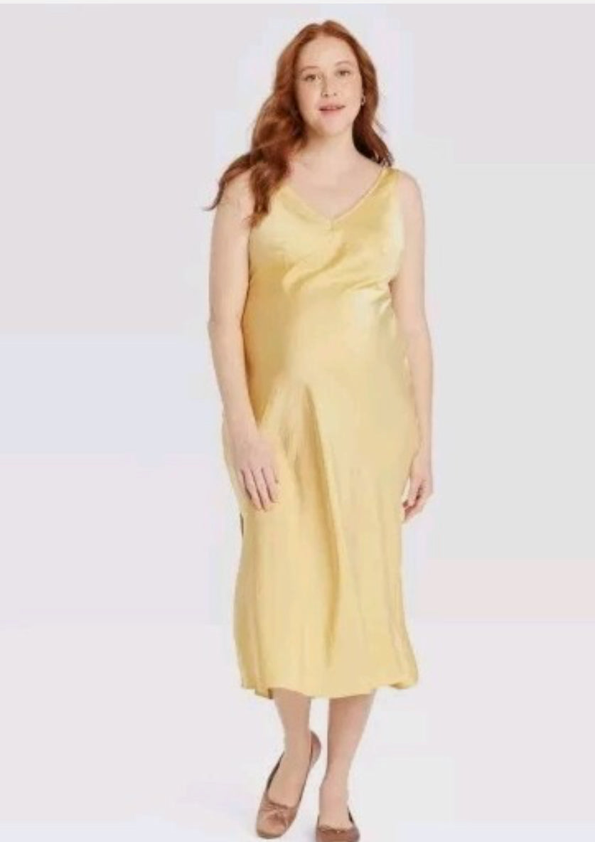 Vestido midi de maternidad sin cordones - Isabel Maternity de Ingrid & lsabel amarillo - talla XL-