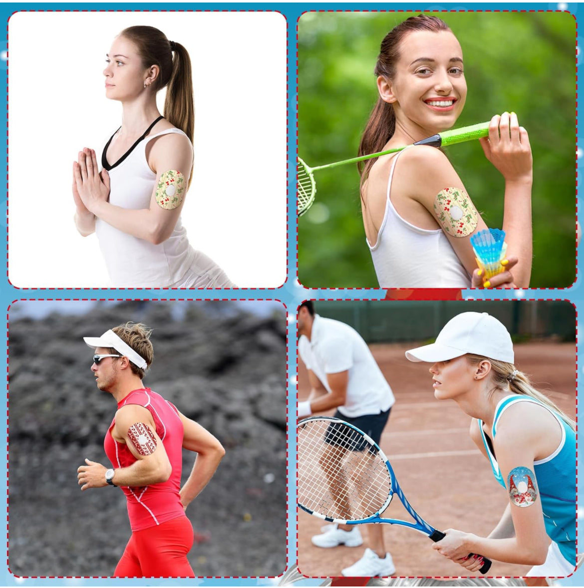 Cinta adhesiva de Navidad compatible con parches de sensor Dexcom G7 CGM para protección continua de monitor de glucosa (48unidades)