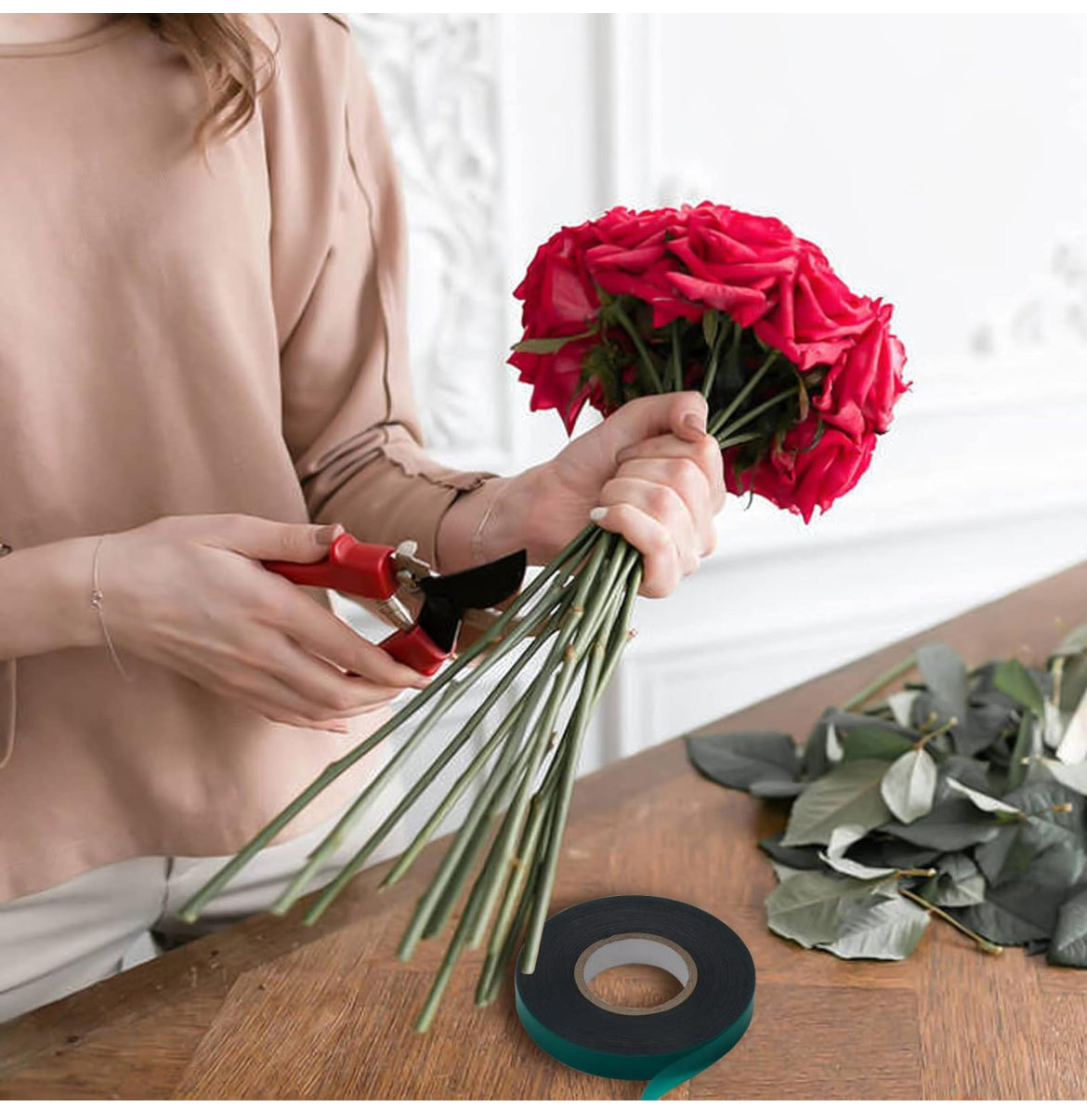 Cinta elástica de PVC para jardín, cinta de amarre reutilizable, cinta de vinilo para plantas de interior y exterior, 2 rollos de 147 pies