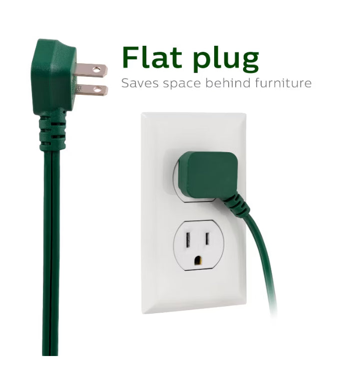 Cable de extensión polarizado Philips 15' de 3 salidas Verde interior