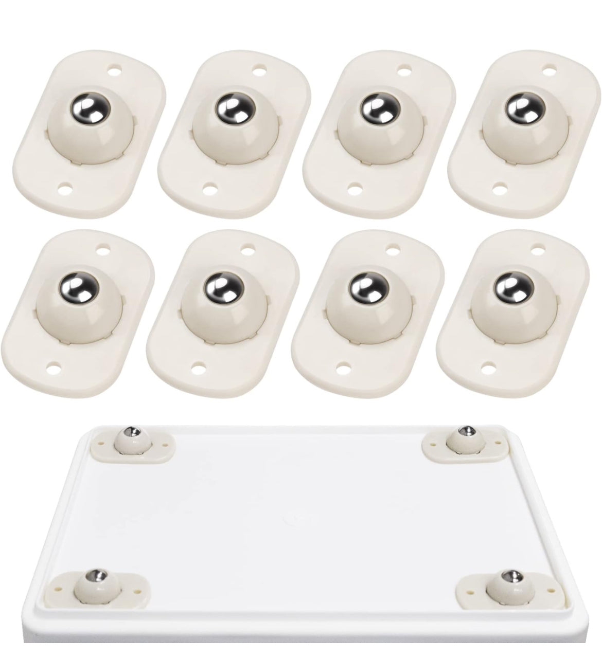 Mini ruedas giratorias autoadhesivas, rodamiento de rodillos de vástago, rueda universal de rotación de 360°, polea adhesiva para basura, caja de almacenamiento, muebles pequeños (8, giro blanco)
