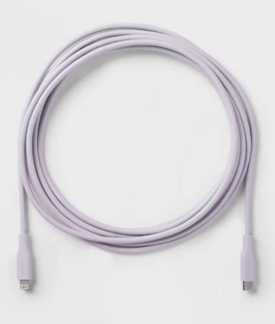 Cable redondo Lightning a USB-C de 10' - heyday™ Soft Purple