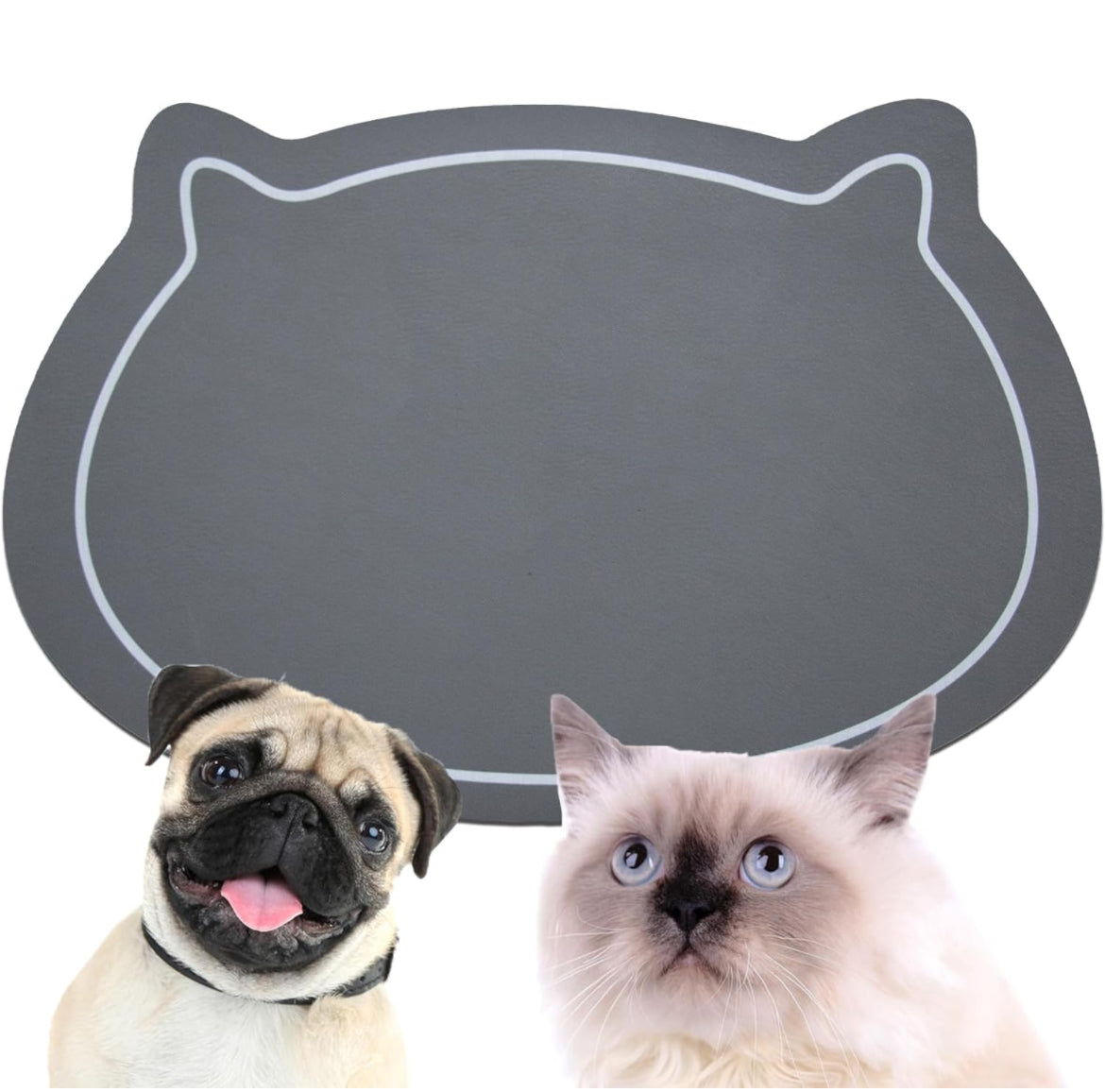 Tapete de alimentación para mascotas para perros y gatos, absorbente, antideslizante, de diatomita, tapete para cuenco de agua para perros, súper absorbente, de secado rápido, para evitar derrames de agua (gris oscuro + 18.1 x 11.8 pulgadas + forma anorma