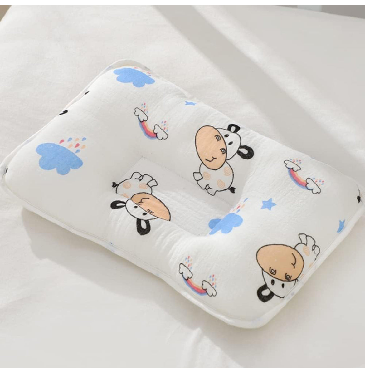 Almohada, tipo cuadrado, interior relleno de esponja 100% algodón, transpirable, reposacabezas para cochecitos y viajes, almohada de alimentación portátil multiusos para niños pequeños
