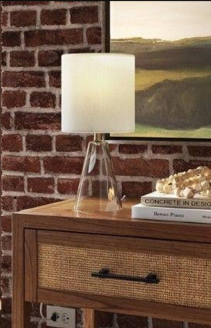 Mini Lámpara De Mesa De Cono De Vidrio De 12,75"x6,5" Transparente
