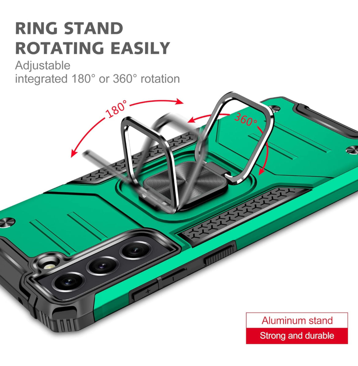 AYMECL Funda para Samsung Galaxy S22 Plus con 2 unidades de protección de pantalla de TPU flexible autorreparable, grado militar, doble a prueba de golpes, con función atril para Galaxy S22 Plus 5G, color verde oscuro