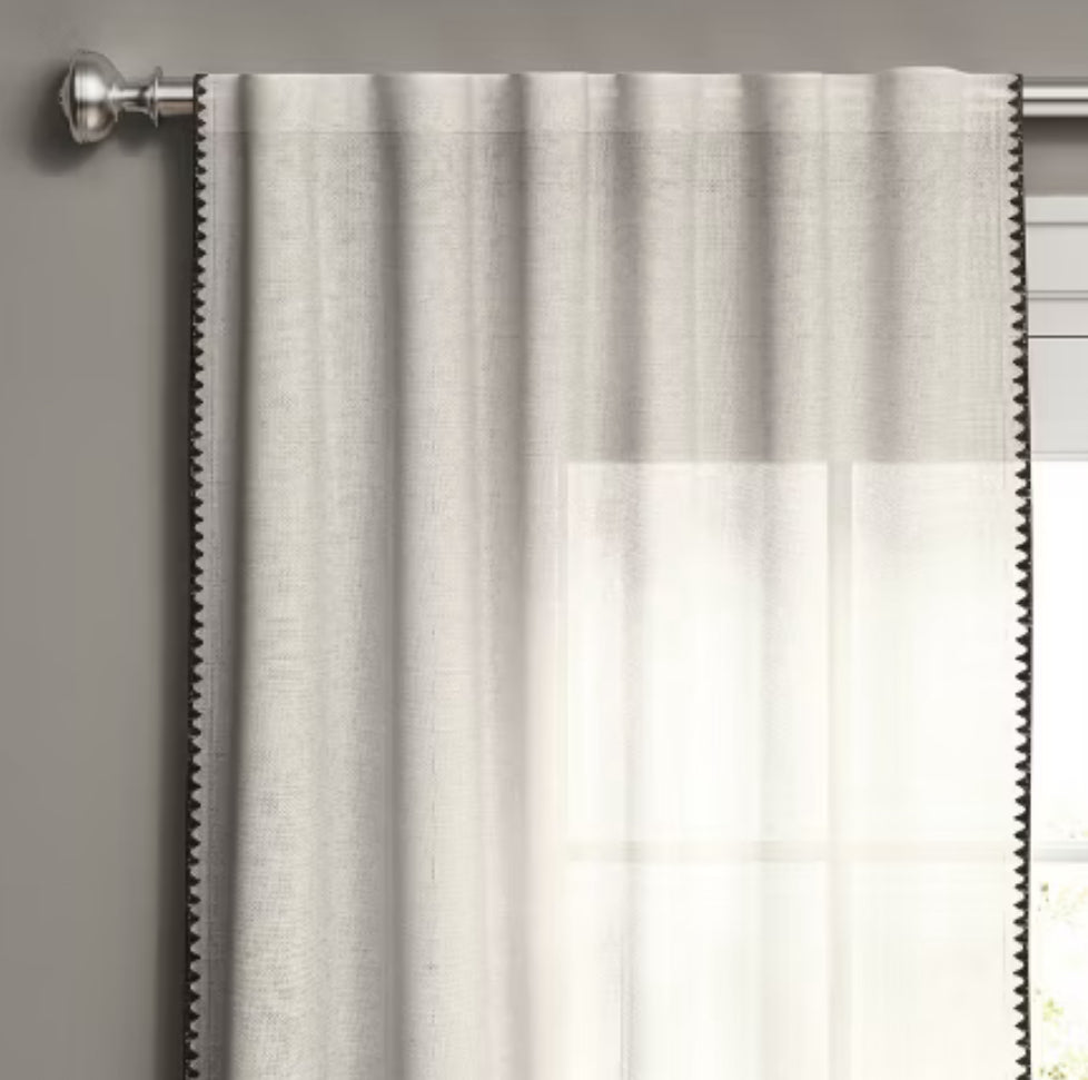 1pc Panel de cortina de ventana con borde cosido con filtro de luz - Threshold™