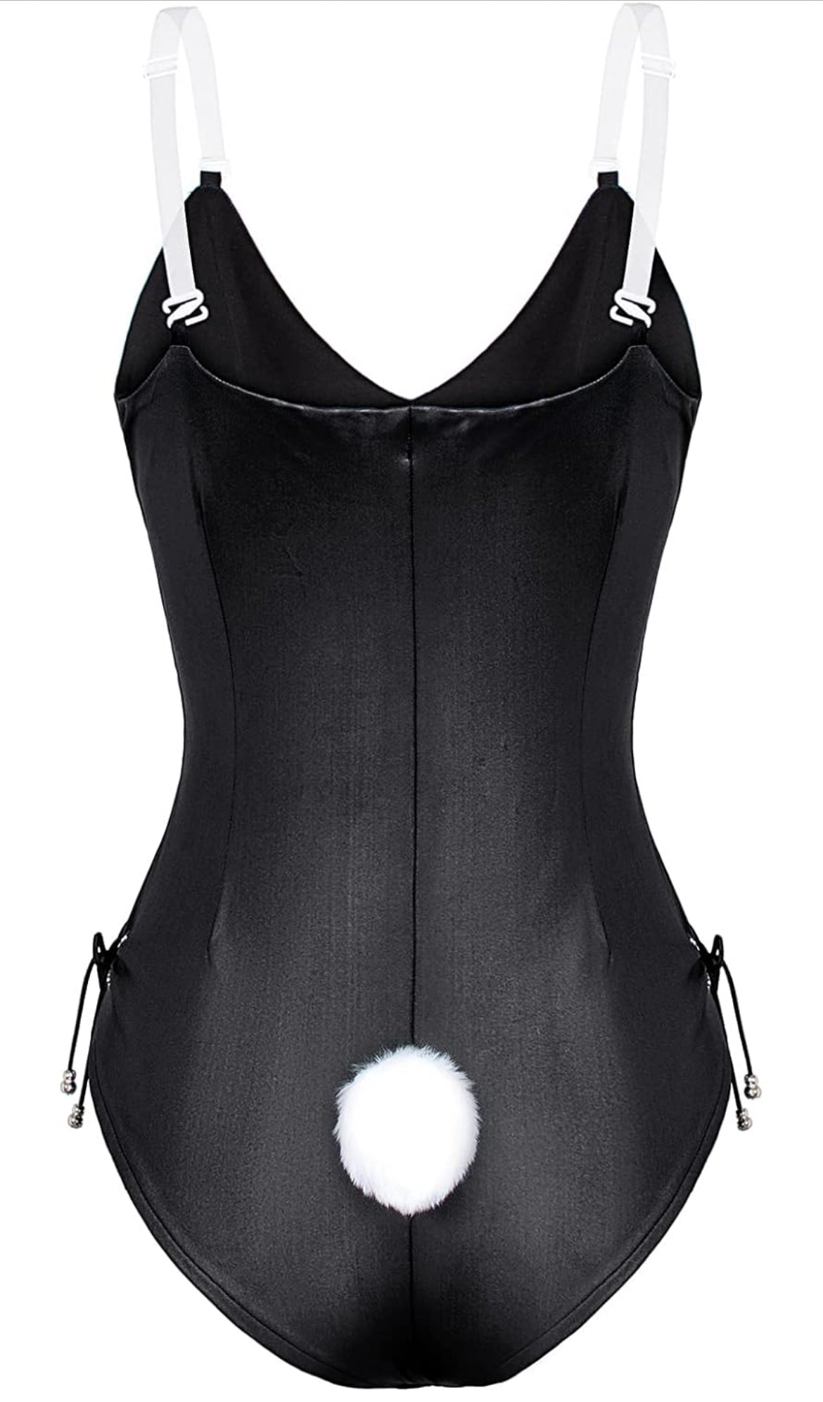 Conjunto de traje de disfraz de conejito para mujer, una sola pieza, con accesorios, Negro, S