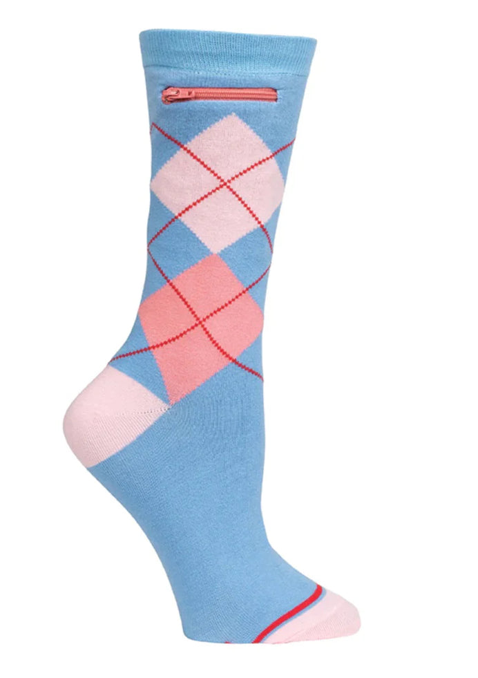 EQUIPO DE MODA FEMENINA - ARGYLE PERIWINKLE- Calcetas con bolsillo