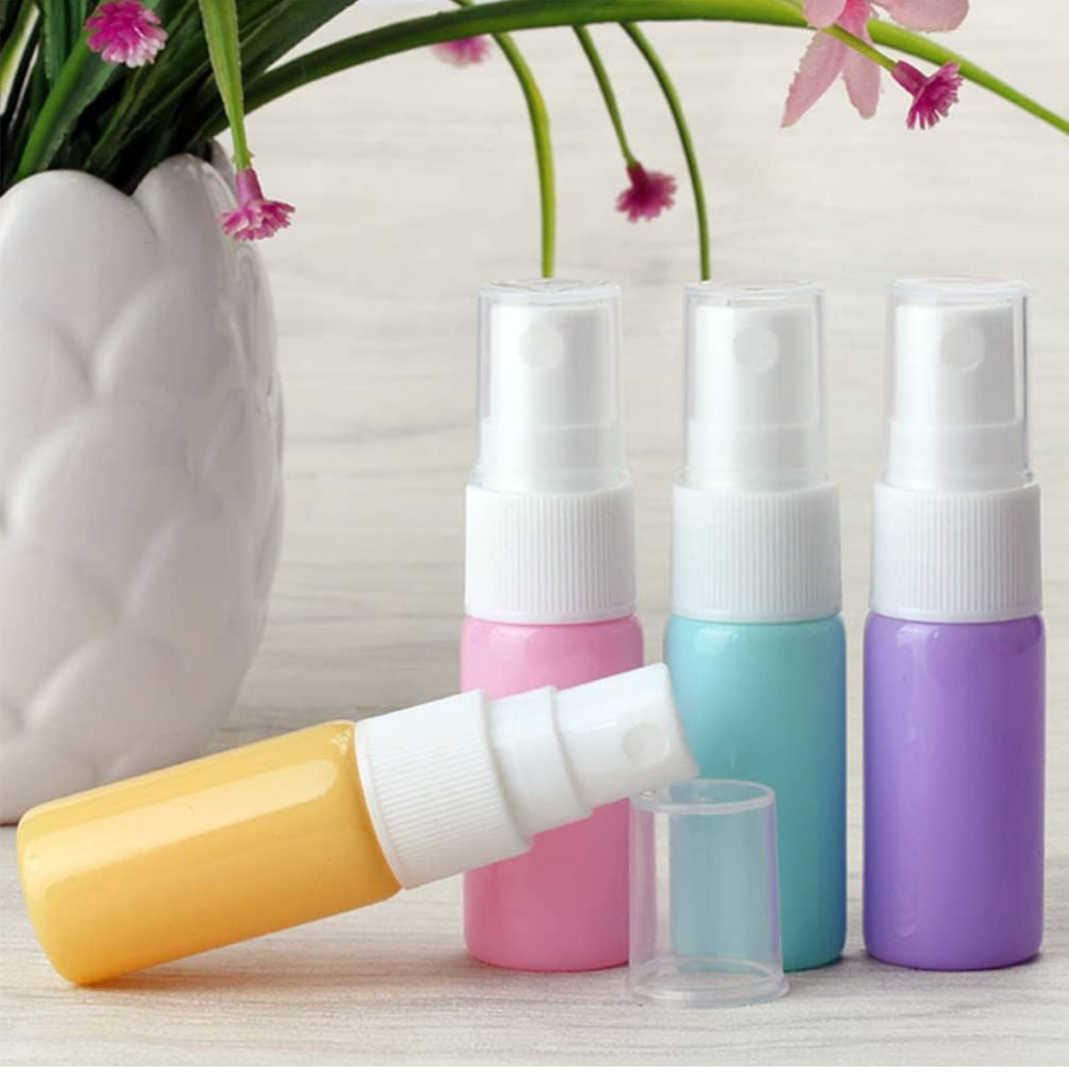 Beaupretty Botellas de spray de vidrio vacías de 0.3 fl oz, pulverizador de viaje, contenedor de muestras cosméticas, dispensador de aroma de viaje para el cuidado del cabello, maquillaje, 4 unidades