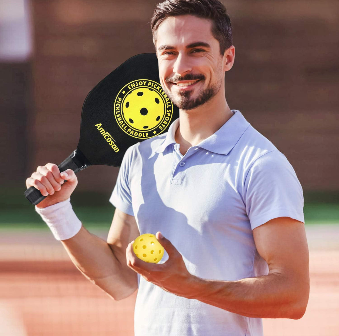 Juego de 4 palas de pickleball, bolas de pickleball, juego de 4 raquetas de madera de pickleball, 8 bolas de pickleball y 1 bolsa de transporte- Bisocan