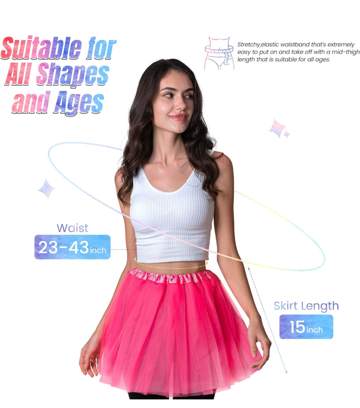 Simplicity - Tutú escalonado con 3 o 4 capas, clásico y elástico, para mujeres adultas, falda de tul