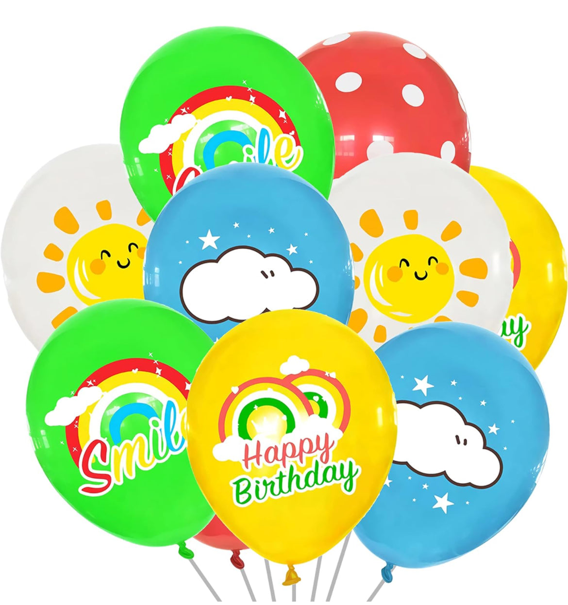 Juego de 48 piezas de decoración de fiesta de arco iris, pancarta de feliz cumpleaños, arco iris, decoración de cupcakes, globos de látex de aluminio arcoíris para suministros de fiesta de cumpleaños arcoíris