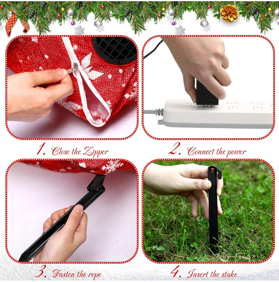 4 cajas de regalo inflables gigantes con purpurina de 6 pies iluminadas para decoración al aire libre, cajas de regalo de Navidad gigantes con soplador automático, cajas de regalo