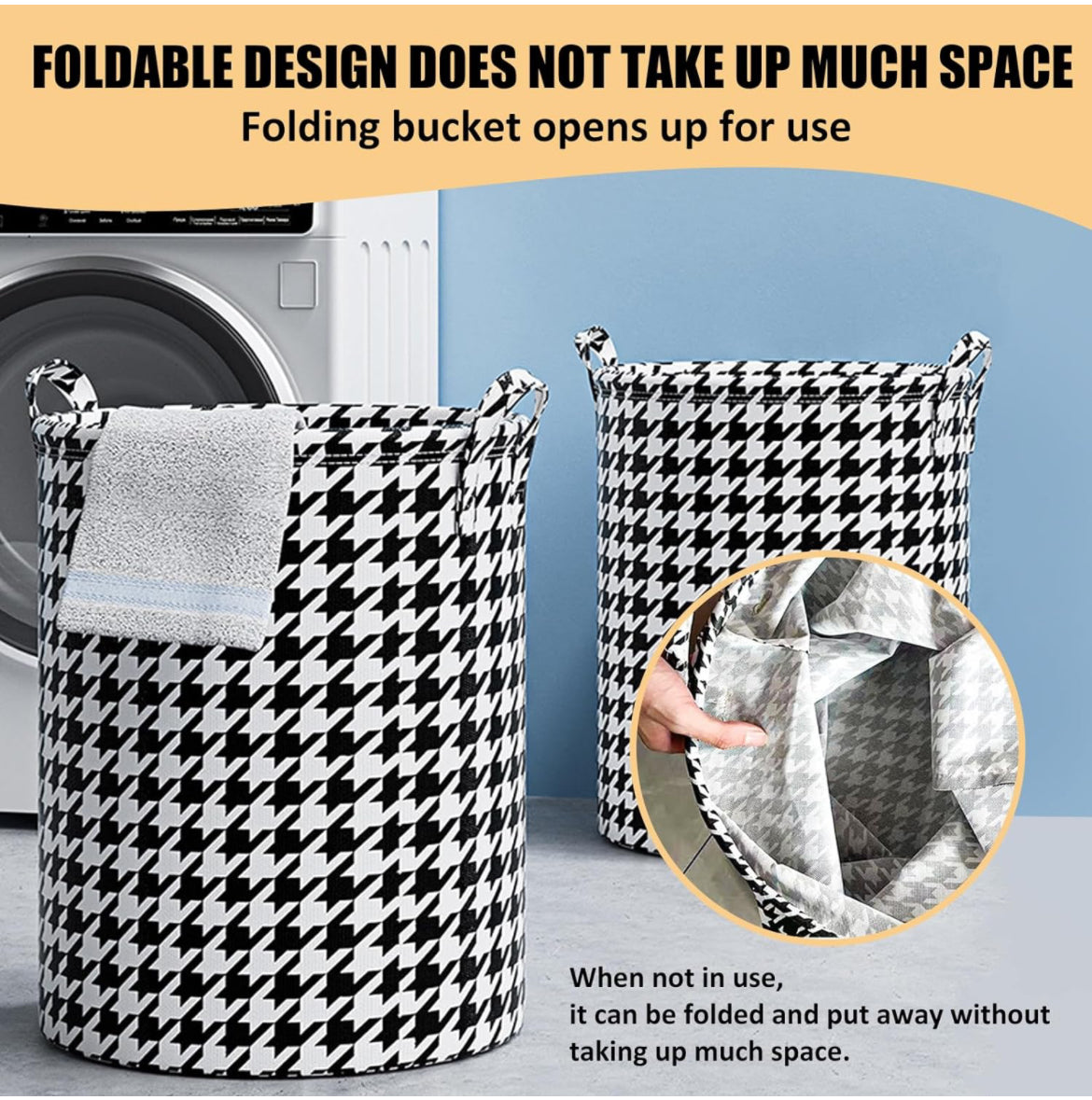 Cesta de lavandería de 2 piezas, cesta de almacenamiento de juguetes plegable pequeña, cesta de lavandería impermeable con asas, cesta de almacenamiento multiusos para juguetes, manta de ropa en la sala de estar del dormitorio