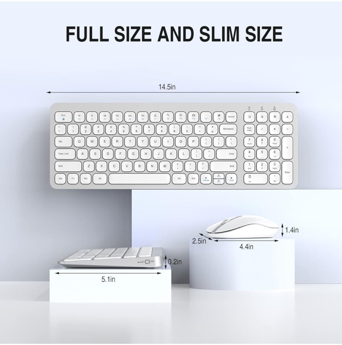 Combinación de teclado y ratón inalámbricos, conjunto compacto de teclado y ratón inalámbrico de tamaño completo, menos teclas de ruido 2.4G Diseño elegante ultrafino para Windows, ordenador, PC, portátil, portátil - Plata