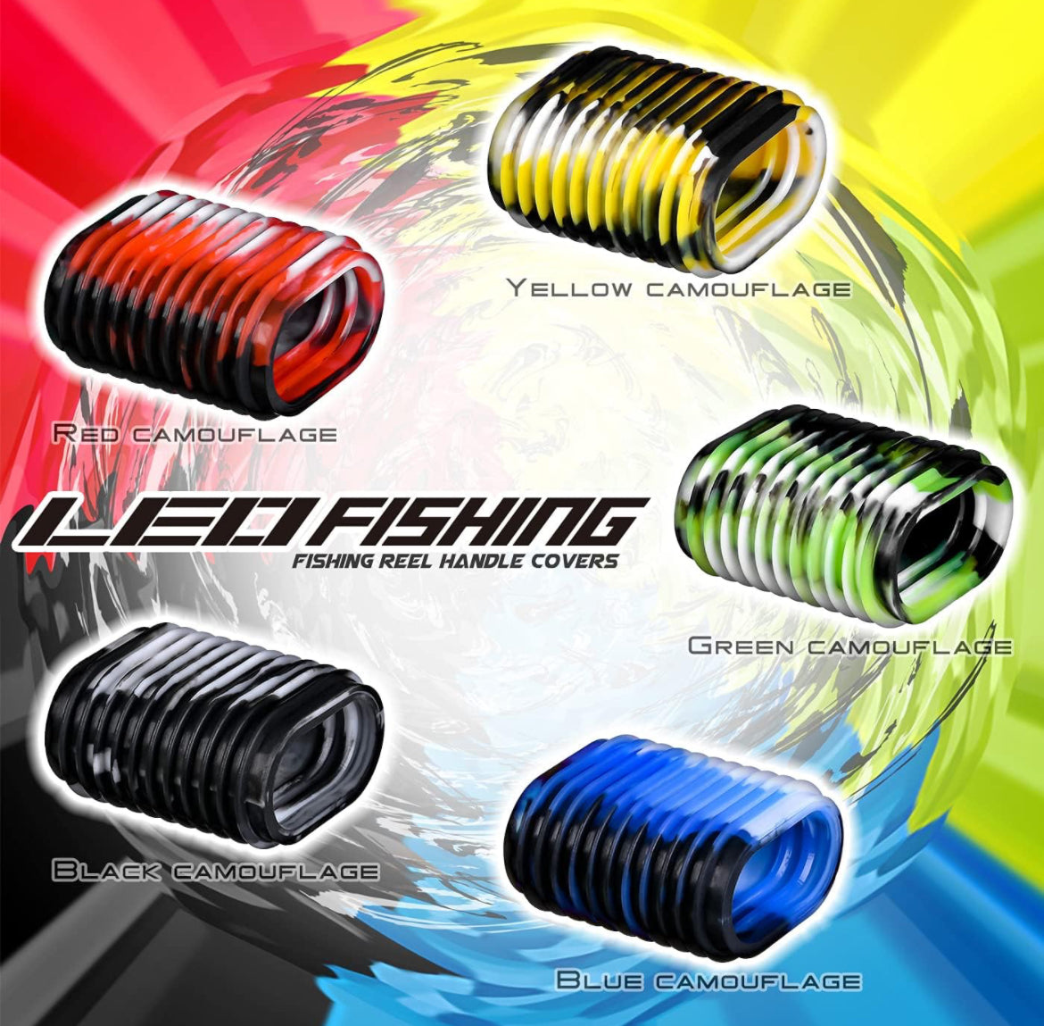 10 piezas de goma para carrete de pesca, funda antideslizante para perilla de cebo de cebo 5 pares en paquete de 5 colores (disponible en color azul )