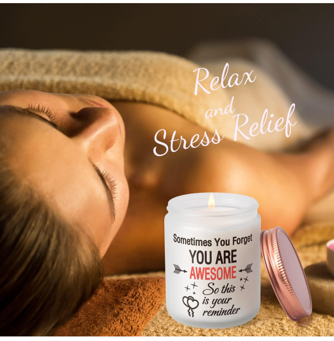 Thank You Gifts - Vela perfumada con aroma a lavanda, divertidos regalos inspiradores para mujeres, mamá, hija, hermana, tía, amigas, 100% soja, 7 onzas