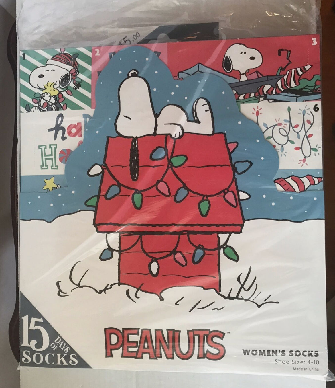 Peanuts Christmas Snoopy 15 días de calcetines para mujer