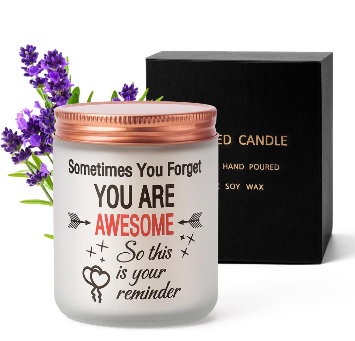 Thank You Gifts - Vela perfumada con aroma a lavanda, divertidos regalos inspiradores para mujeres, mamá, hija, hermana, tía, amigas, 100% soja, 7 onzas