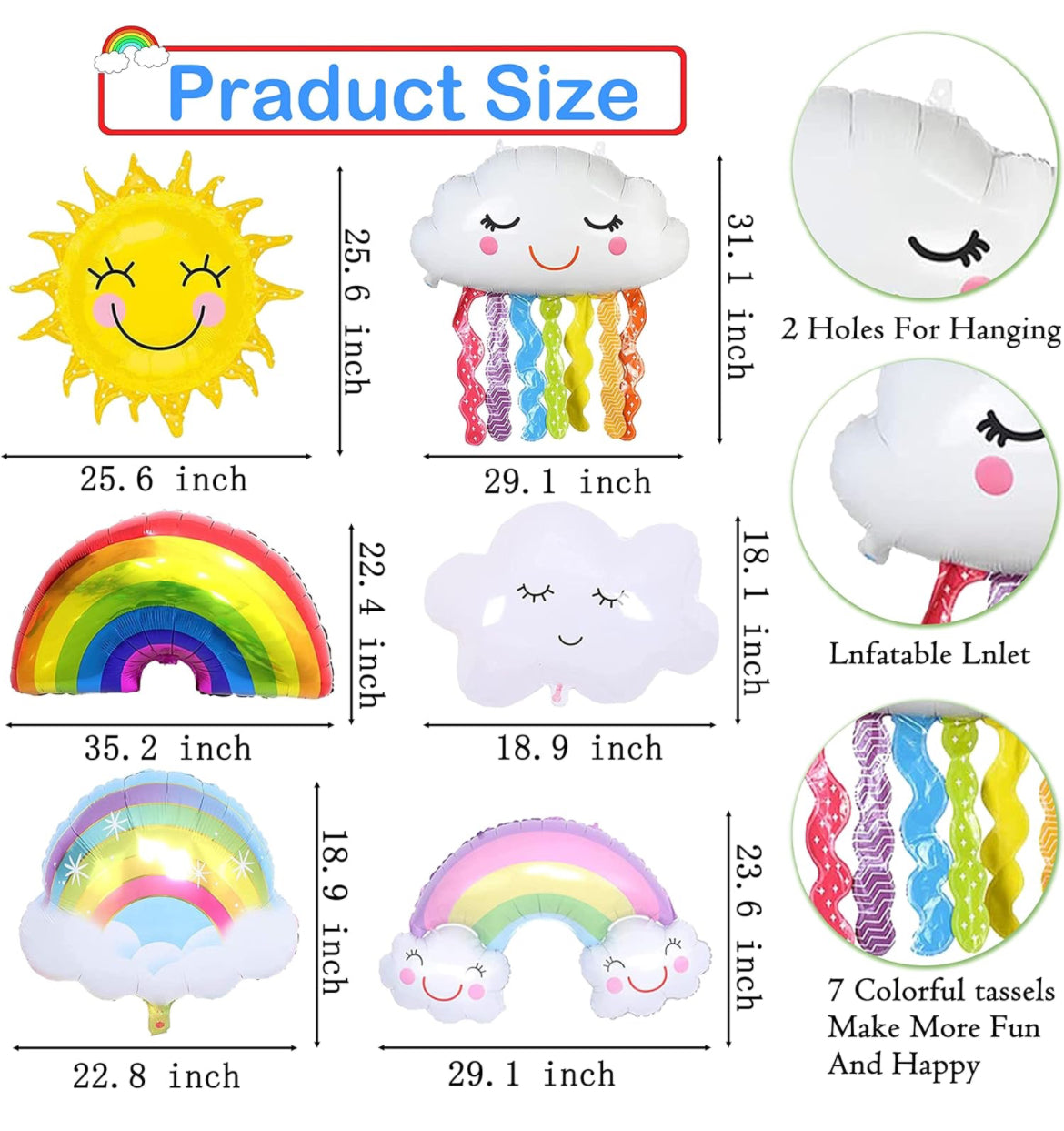 Juego de 48 piezas de decoración de fiesta de arco iris, pancarta de feliz cumpleaños, arco iris, decoración de cupcakes, globos de látex de aluminio arcoíris para suministros de fiesta de cumpleaños arcoíris