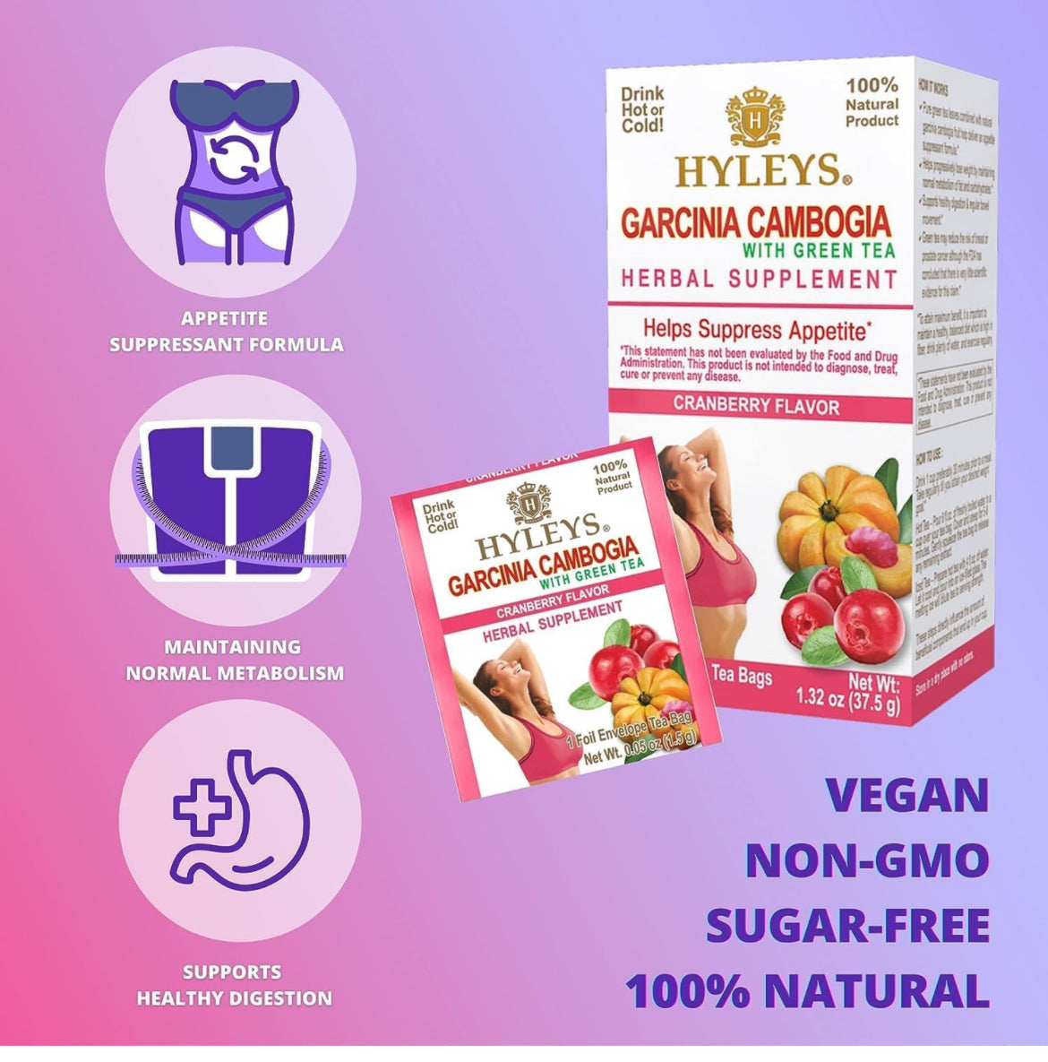Hyleys Garcinia Cambogia - Té de arándano (25 bolsas)