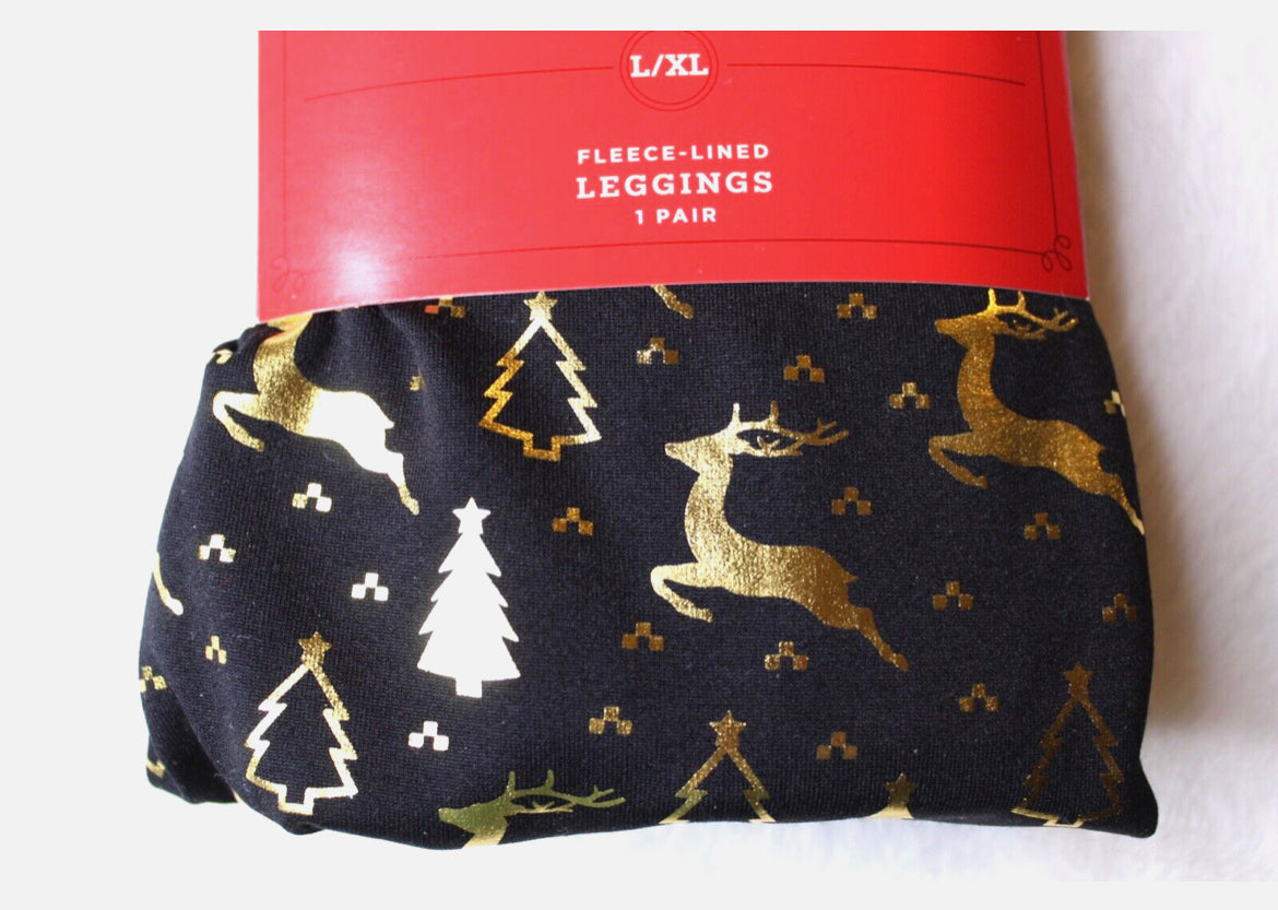 Leggings para mujer Wondershop forrados de lana sin costuras con estampado de papel de aluminio L/XL-