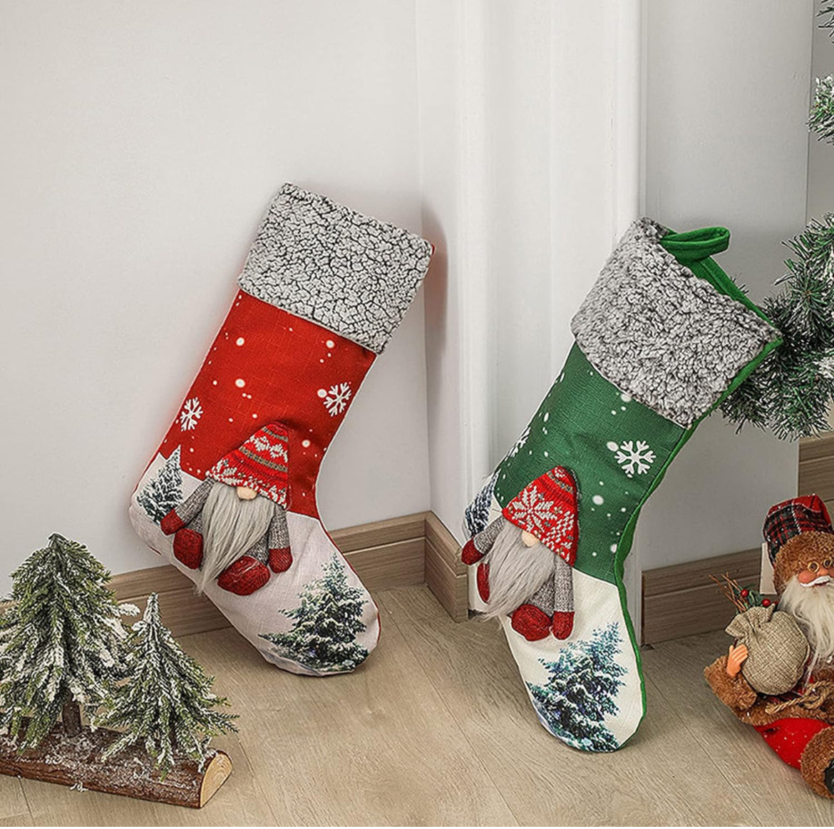 Paquete de 3 medias de Navidad , medias de Navidad de 18 pulgadas, decoraciones de Navidad colgantes para la familia, vacaciones, decoración de fiesta de Navidad