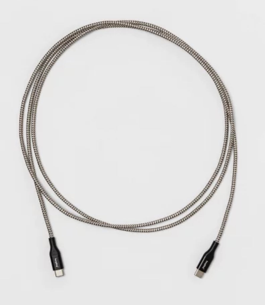 Cargador USB para coche con cable trenzado USB-C a USB-C de 6' - heyday™