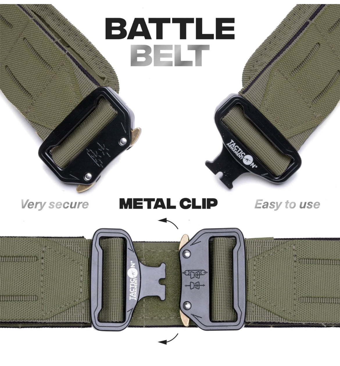 Cinturón de batalla | Compañía propiedad de veteranos de combate | Cinturón táctico acolchado | Cinturón de trabajo con hebilla de liberación rápida de metal, Varios colores
