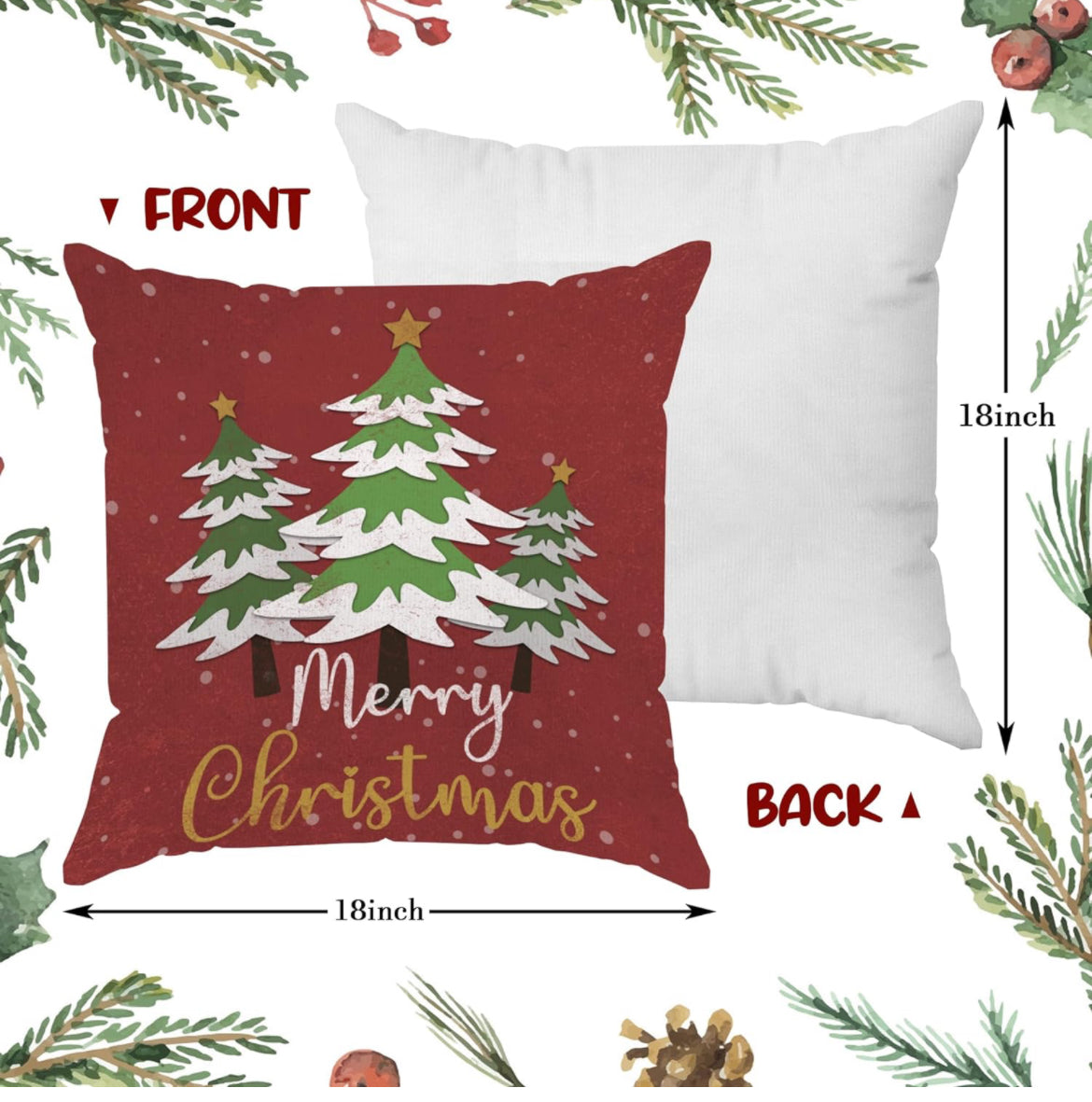 Juego de 4 fundas de almohada de Navidad de 18 x 18 pulgadas, fundas de almohada de invierno, fundas de almohada decorativas de Navidad