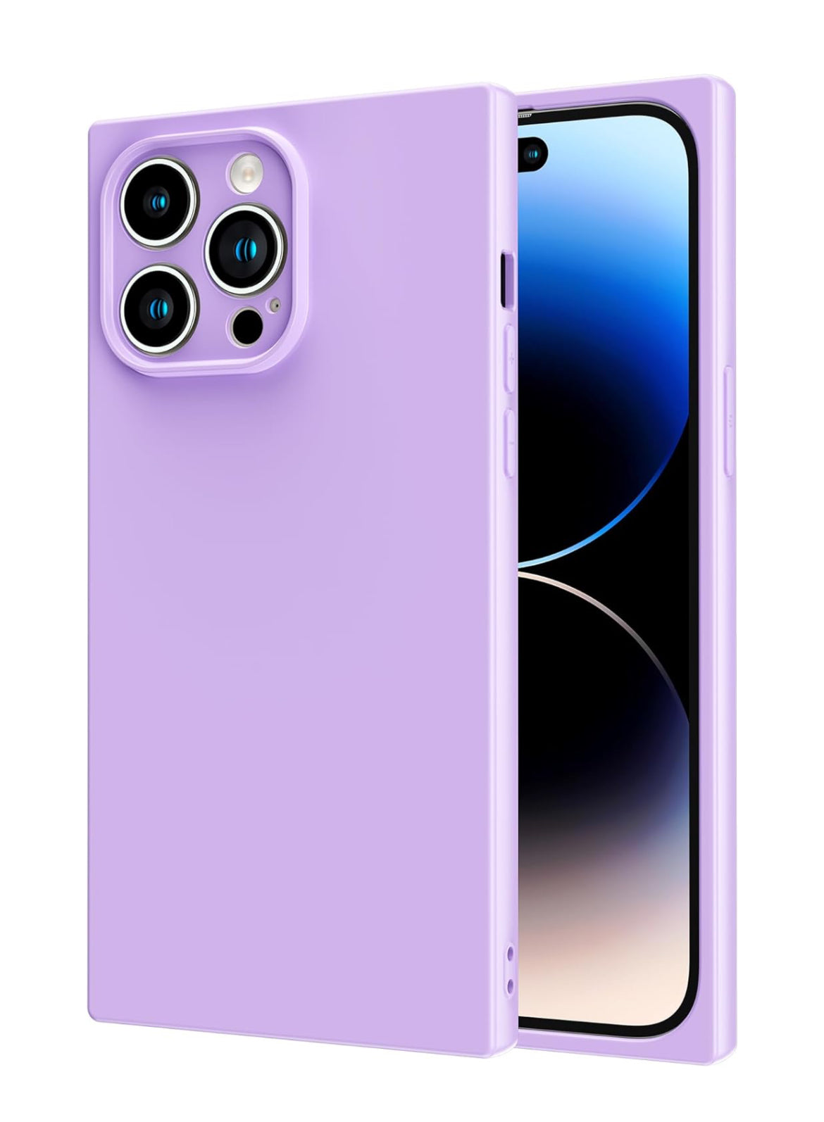 Cocomii Funda cuadrada compatible con iPhone 14 Pro, lujosa, delgada, brillante, color sólido, tonos vibrantes, fácil de sostener, antiarañazos, a prueba de golpes (morado)